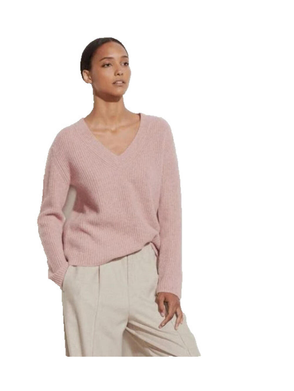 Vince sz M pale pink v neck cashmere blend long sleeve sweater GG - Picture 1 of 3